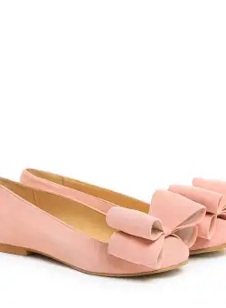 Balerini piele intoarsa Leona Roz