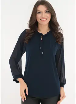 Bluza bleumarin cu guler incretit