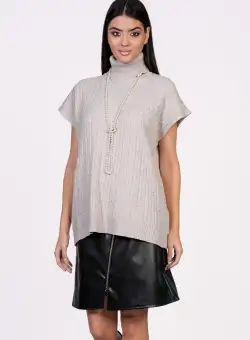 Bluza Iarina ivory fara maneci cu model in relief