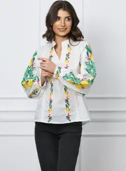 Bluza Lemon alba cu broderie