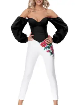 Bluza neagra eleganta cu umeri cazuti