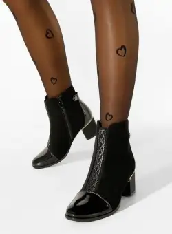 Botine cu toc gros negre Anisa