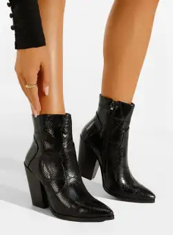 Botine cu toc negre Savannia