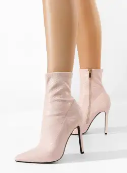 Botine cu toc subtire Kalinda roz