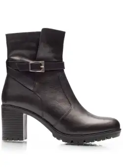 Botine dama casual din piele naturala Leofex - 018 Negru Box