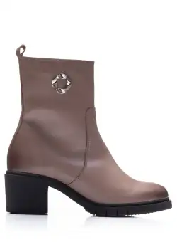 Botine damă din piele naturală, Leofex - 011 Taupe Box