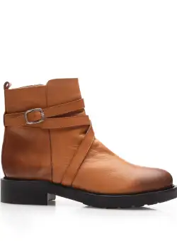 Botine damă din piele naturală, Leofex - 017 Camel Box