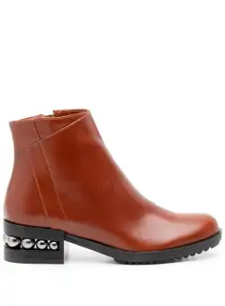 Botine dama din piele naturala, Leofex - 294 Cognac box