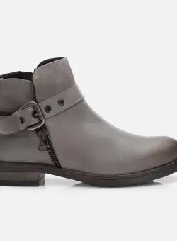 Botine damă din piele naturală , Leofex - 452 Gri Deschis Box