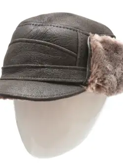 Caciula KLOP maro, 13K, din piele naturala