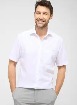 Camasa alba, modern fit, pentru barbati, 100% bumbac, maneca scurta, model 1100 00 C19K Eterna