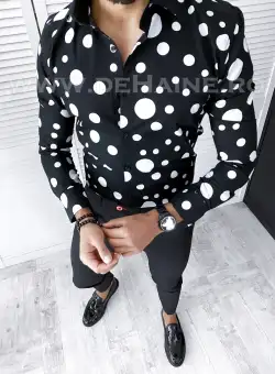 Camasa barbati neagra slim fit B2640 W