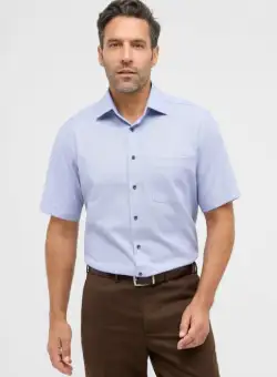 Camasa blue, modern fit, pentru barbati, 100% bumbac, maneca scurta, model 8202 16 C19K Eterna