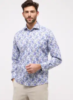 Camasa imprimata, modern fit, pentru barbati, 100% bumbac, maneca lunga, model 8290 18 XS82 Eterna