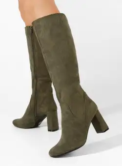 Cizme cu toc gros Oladia verzi