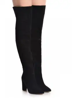 Cizme Lungi Gloria Piele Intoarsa toc gros