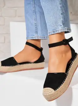 Espadrile dama Negre din Piele Ecologica Intoarsa Wendy