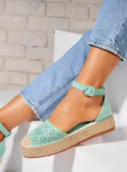 Espadrile dama Verzi din Piele Ecologica Intoarsa Eastyn