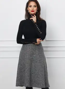 Fusta Miruna gri clos din tricot
