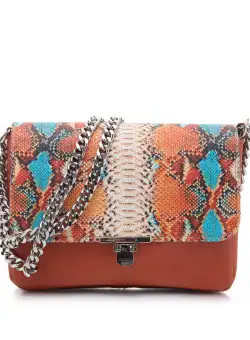 Geantă damă din piele naturală, Leofex - 4018 Multicolor Box