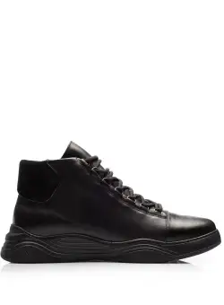 Ghete bărbați din piele naturală, Leofex - Mostra 641 Negru Box