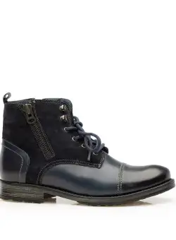 Ghete casual din piele naturala pentru barbati - 860 Blue box velur