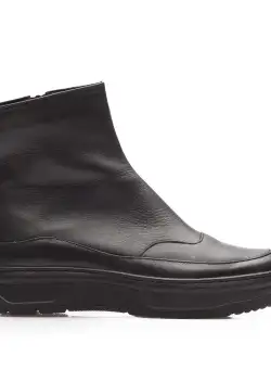 Ghete damă casual din piele naturală, Leofex - Mostra 336-1 Negru box