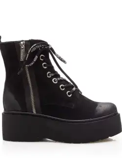 Ghete dama din piele naturala, Leofex - 327-1 Negru velur