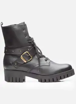 Ghete damă din piele naturală, Leofex - 402 Negru Box