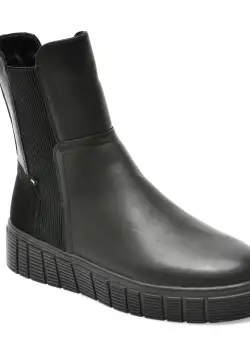 Ghete RIEKER negre, W1062, din piele naturala