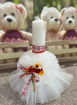 Lumanare Botez cu motive traditionale