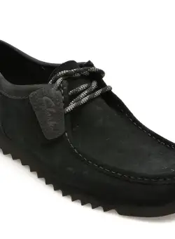 Mocasini casual CLARKS negri, WALLABEE FTRE LO, din piele intoarsa