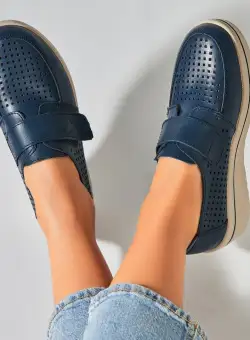 Mocasini dama Piele Naturala Bleumarin Izana