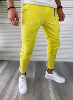 Pantaloni barbati casual regular fit galbeni CU MIC DEFECT DEF410 D4-3.3