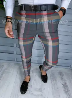 Pantaloni barbati eleganti in carouri gri B1563 B5-4.2
