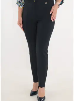 Pantaloni conici lungi din stofa bleumarin