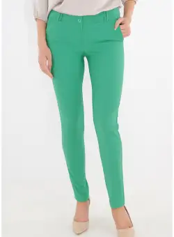 Pantaloni conici lungi din stofa verde