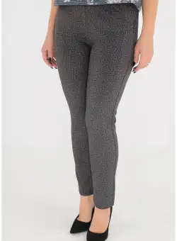 Pantaloni gri-pepit cu nasturi decorativi la buzunare