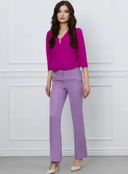 Pantaloni MBG lila cu dunga