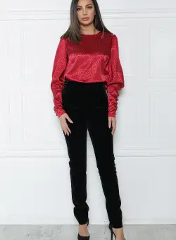 Pantaloni MBG negri din catifea