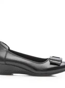 Pantofi casual damă cu platformă din piele naturală - 4409 Negru Box