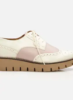 Pantofi casual dama din piele naturala, Leofex - 012-1 Bej Box