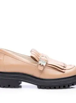 Pantofi casual damă din piele naturală, Leofex - 026 Cappuccino Box
