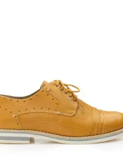 Pantofi casual dama din piele naturala, Leofex - 094 Mustar