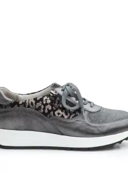 Pantofi casual dama din piele naturala,Leofex -102 Gri Box