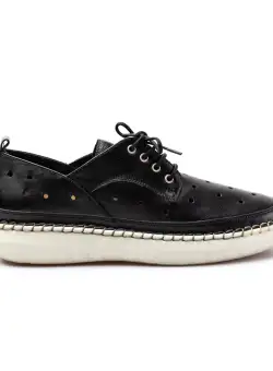 Pantofi casual dama din piele naturala, Leofex - 242 negru box