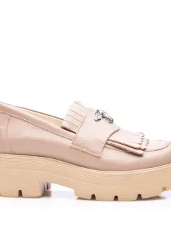 Pantofi casual damă din piele naturală, Leofex - 405-2 Taupe Box