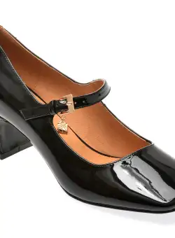 Pantofi casual EPICA negri, 1201, din piele naturala lacuita
