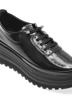 Pantofi casual EPICA negri, 387375, din piele naturala lacuita