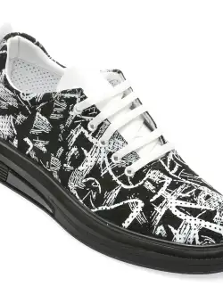 Pantofi casual GRYXX alb-negru, 1816000, din nabuc